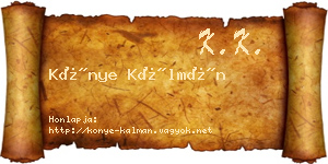 Könye Kálmán névjegykártya